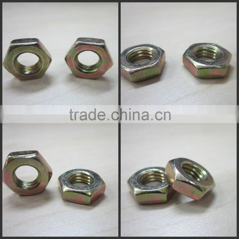 hex thin nuts steel M10X1,yellow zinc plate