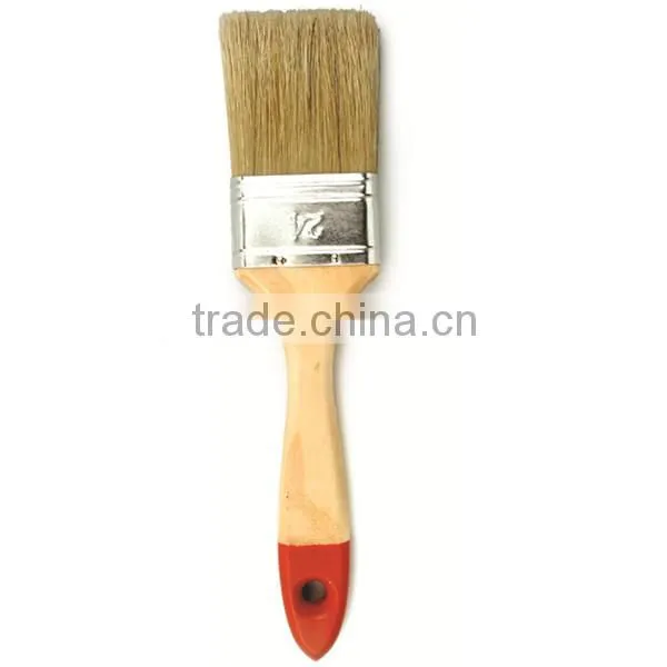 Wooden handle long bristles flat brush