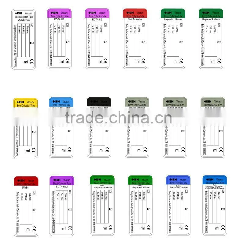 Glass vacuum blood collection plain tube without activator