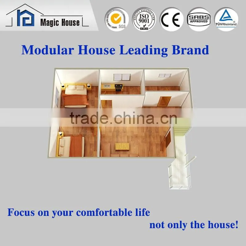 Prefabricated light steel structure residential home/two bedroom house/room plan