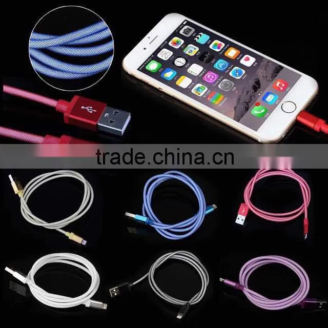 Factory Wholesale Weave Fast Charging 1M USB Data Cable for IPHONE 6 PLUS 6G 5S 5G 5