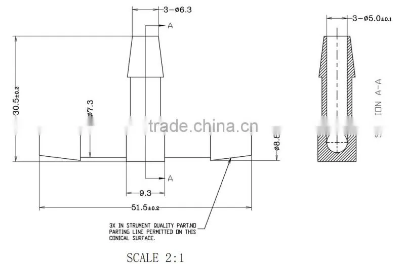1/4" Tee joints plastic joint tube joint tube connector PVDF body