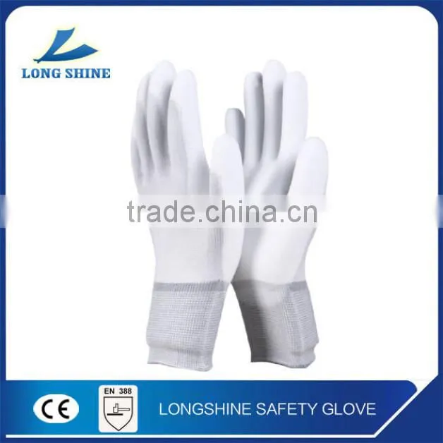 High Quality White ESD Palm PU Coated Safety Gloves/Working Glove