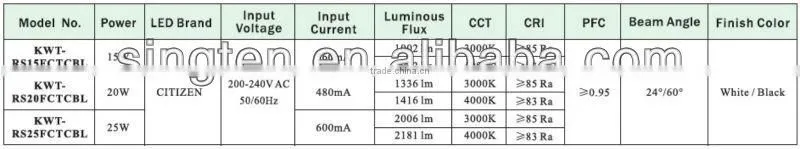 Surface Mount 25W Citizen COB LED Downlight with 3years warranty