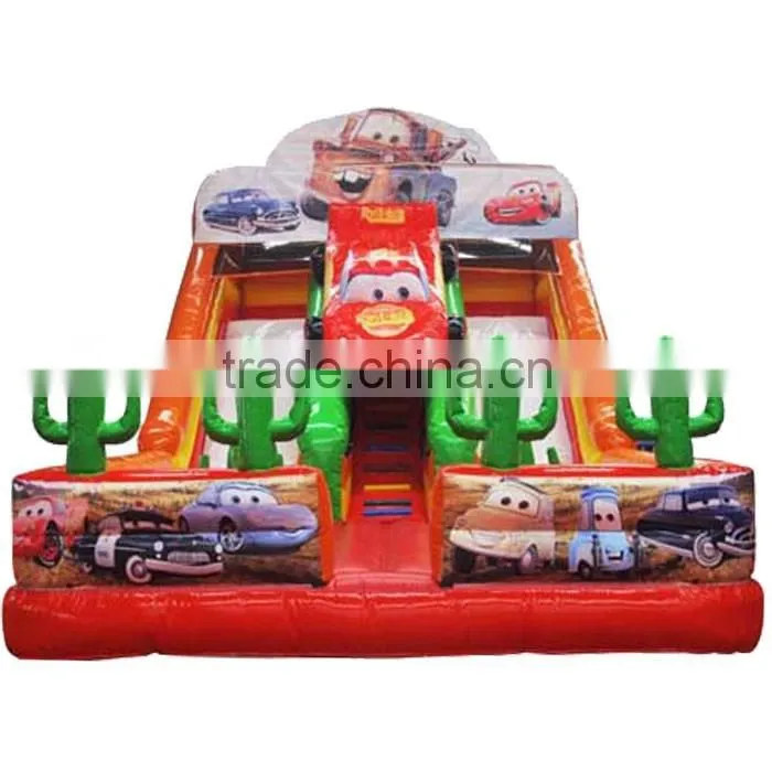 new desined giant commercial grade two lane inflatable dry slide for adults and kids for sale,inflatable cars dry slide