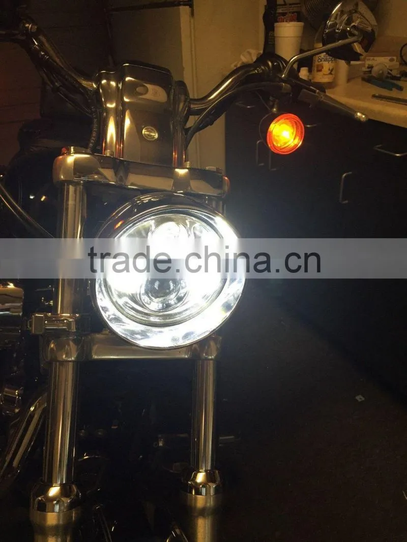 5-3/4" MOTORCYCLE LED Chrome 5.75 PROJECTOR LIKE DAYMAKER HEADLAMP for Harley Davidson