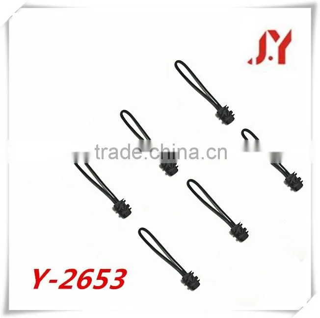 China factory new style soft pvc zipper puller /black colors rope zipper sliders