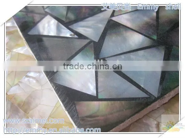 Triangle black/gray mother of pearl seashell mosaic with black Resin wall tile