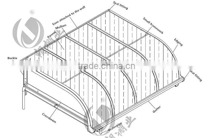 DIY door canopy window awning polycarbonate roof for four season