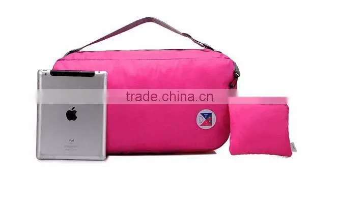 Custom waterproof 210D nylon foldable backpack outdoor travel folding bag