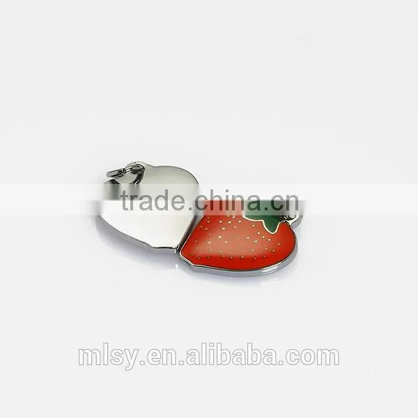 Cute strawberry branded custom metal bag zipper puller Brightness B1-80006