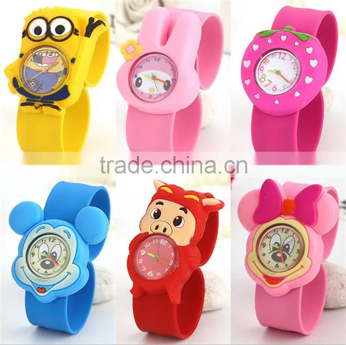 Cute cheap children animal cartoon silicone electronic clap students watch slap watch