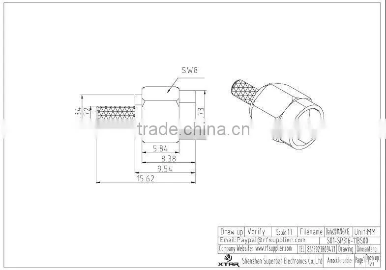SMA crimp male wire connector Plug for cable LMR100