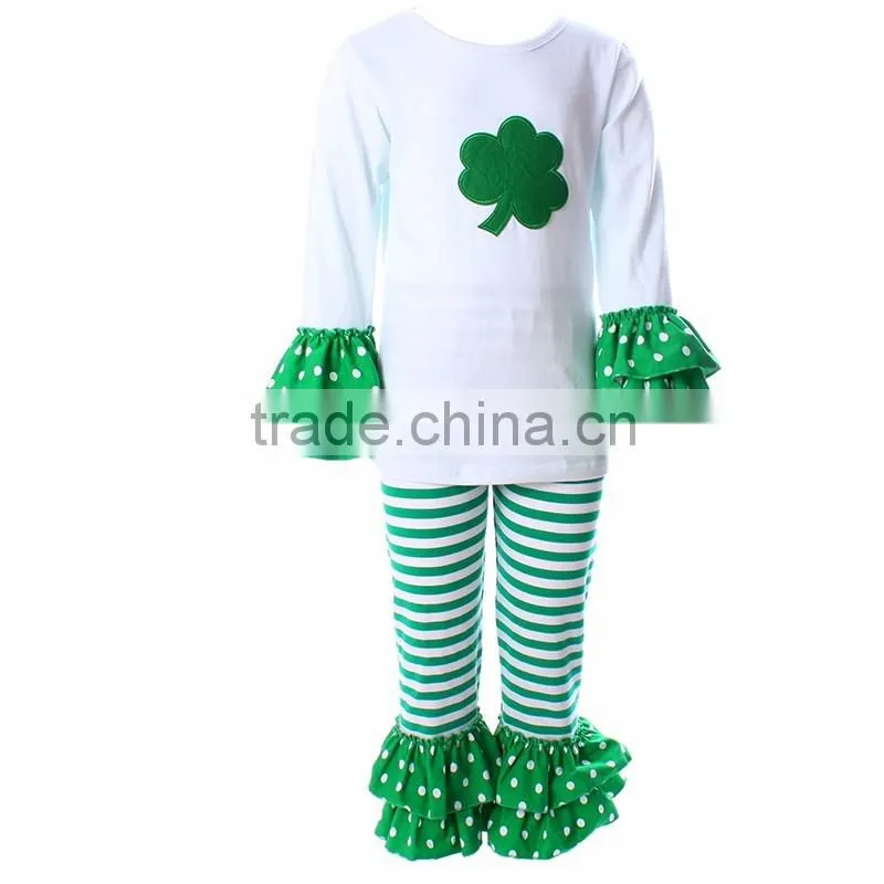 children cotton pants girl's boutique ruffle high quality candy color soft pants