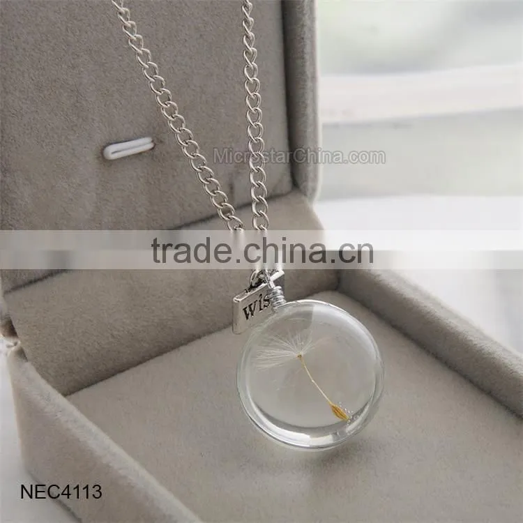 Wish Hot Sale Glass Ball Pendant Necklace Dandelion Necklace