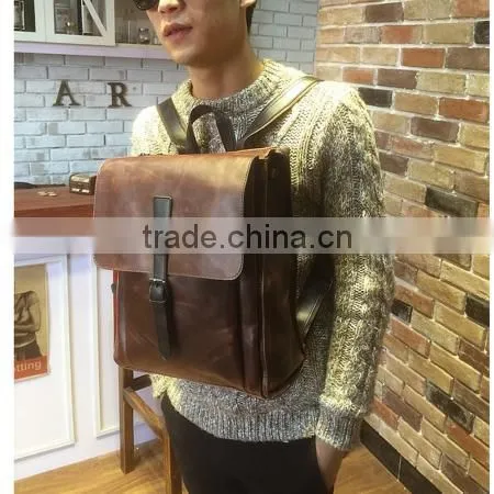 Men's Travel Hiking Bags Leather Military backpack bags