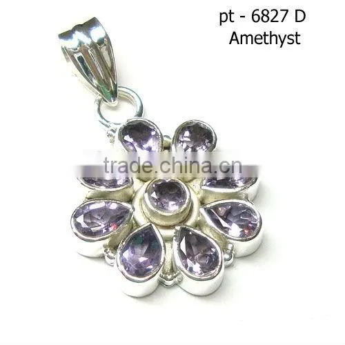 Semi precious gemstone jewelry 925 silver citrine pendant