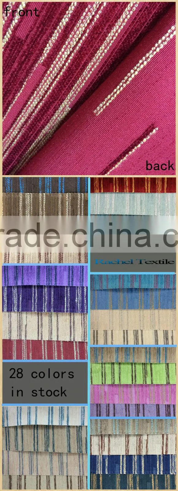 Pure pinstripe pattern chenille jacquard fabric using for living room curtain sofa cushions