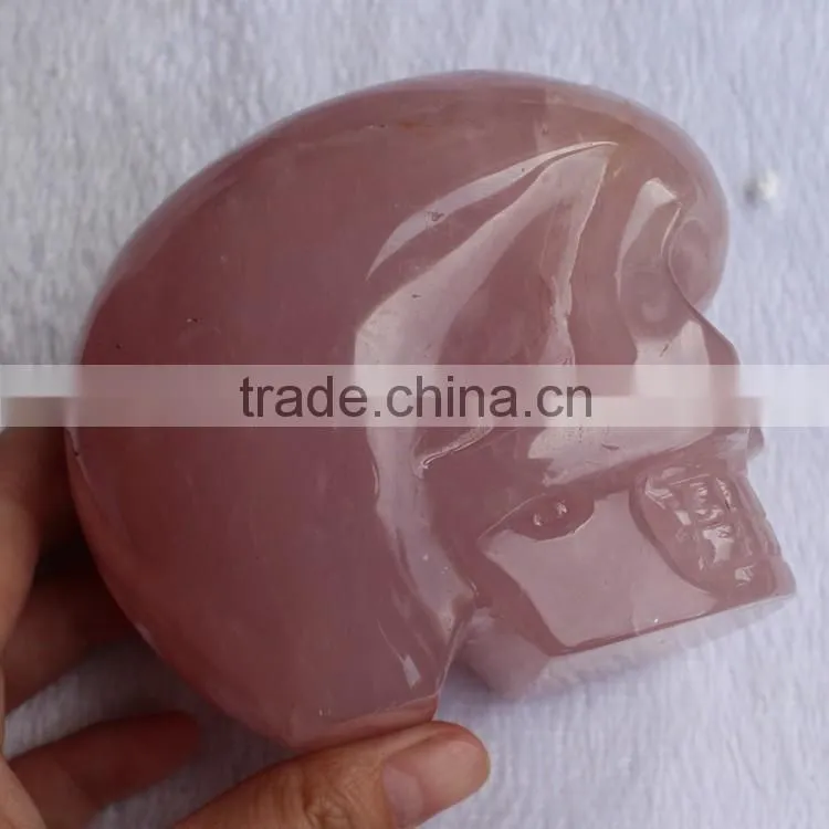 Natural rose quartz crystal baby forehead skull carving