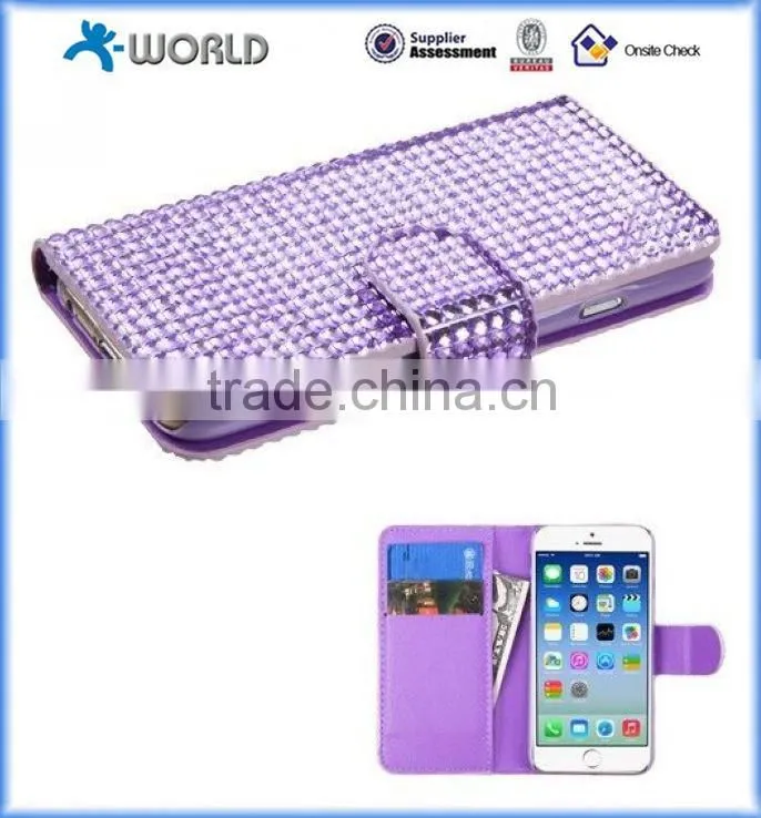 Slim Bling diamond Leather Hard Case for iPhone 6S with card slot