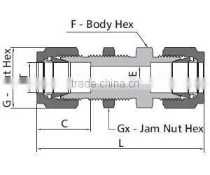 SS316 Gas Union Compression Fitting