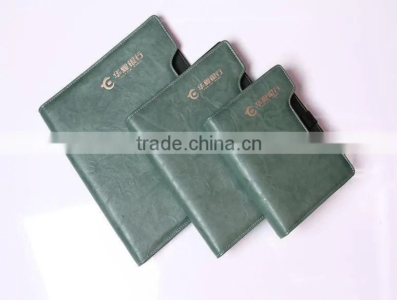Special bank advertisement green soft imitation leather office gift notepad/organizer/planner/notebook/diary
