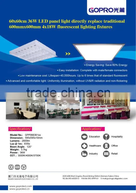 2014 Ultra-thin 600x600mm Dimmable UL LED panel light