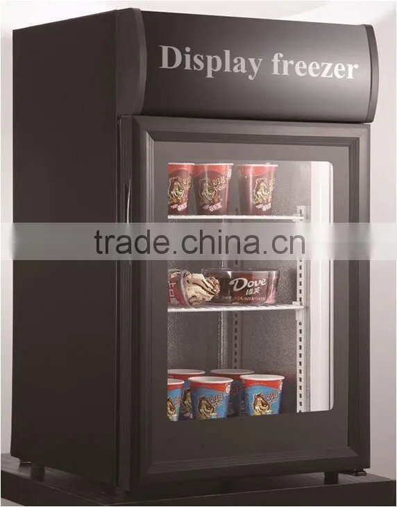 Commercial mini glass door ice cream display freezer showcase