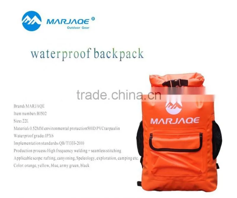 22 Liter Waterproof Backpack For Hiking Waterproof Foldable Backpack 500D PVC Tarpaulin Camping Backpack