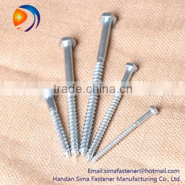High quality carbon steel DIN571 hex head lag screw hexagon head screw hex wood screw