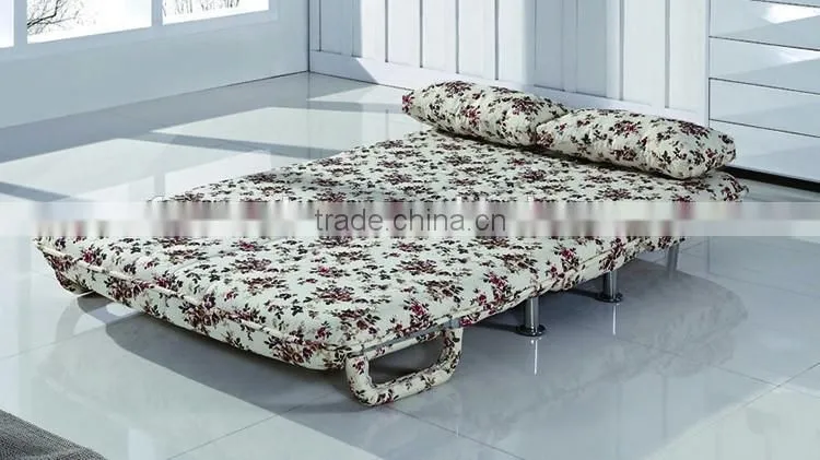 Rural style flower sofa cum bed fabric fold out sofa bed with arms for home furniture