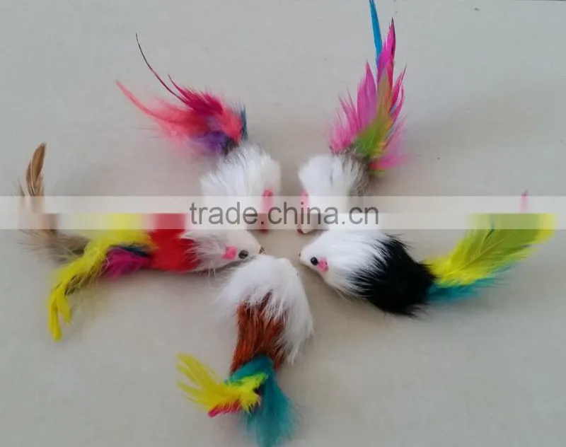 Long Haired Mice Cat Toy Funny colored Fur Mice Toy For Kitten