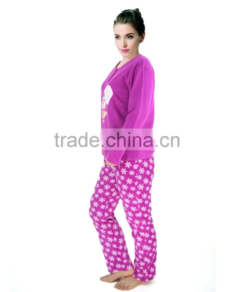 Kevince women polar fleece pyjamas set love snow 1000pcs up OEM factory directly