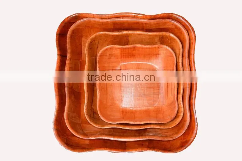 W622/ Rectangle Wooden Woven Snack Bowl, Woven Salad Bowl