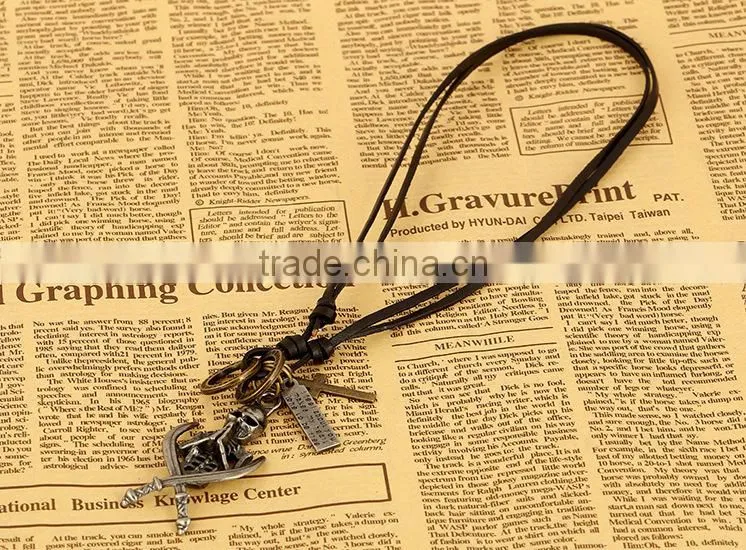 N0011 skull fashion design leather necklace
