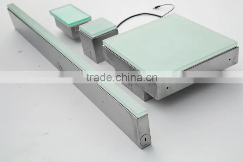 Outdoor landscape lamp flat glass brick 304Stainless Stell Ip67 RGB color changing led brick lights