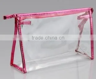 Clear transparent waterproof zippper plastic cosmetic bag