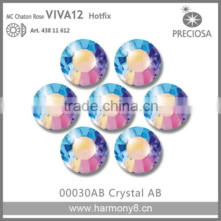 PRECIOSA Flat Back Hot Fix Rhinestones, Crystal AB MC Chaton Rose VIVA12