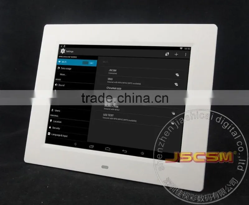 Hot selling 8inch wifi digital photo frame media player with android 4.4 system support motion sensor