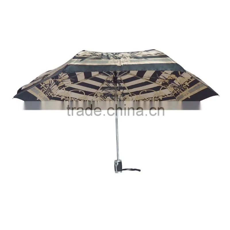 Satin fabric full-automatic 3 fold umbrella with case
