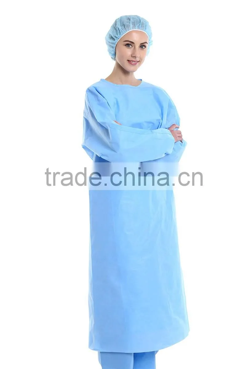 ECOMA Sterile Disposable Standard Surgical Gown, Blue