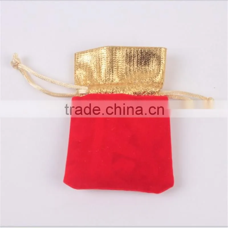 New design red jewelry gift velvet drawstring bag wholesale