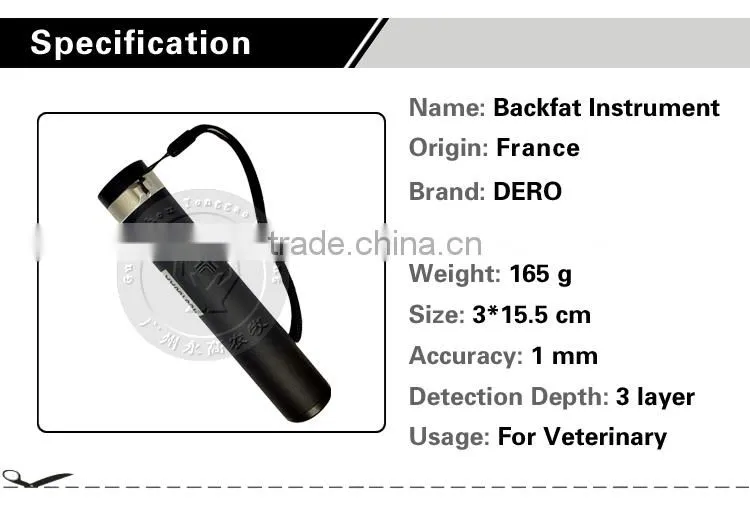 Handheld backfat scanner for veterinary backfat instrument