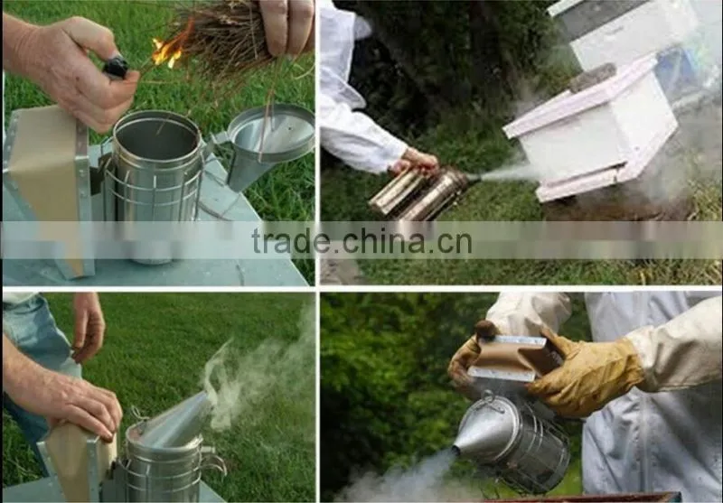Stainless steel dermis and leather bee hive smoker with good quality