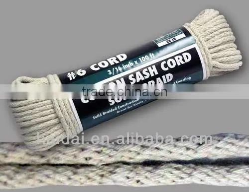 White or natural cotton solid braided rope