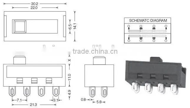Daier XC-2310 slide switch 3 position