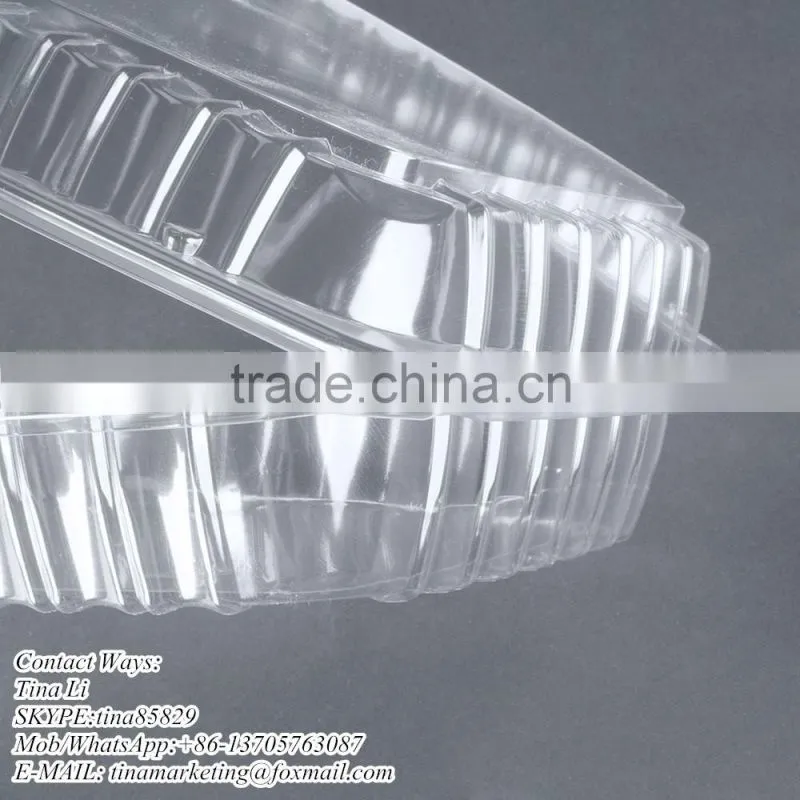 Cheap Price Clamshell Plastic Cake Container Carrier with Hinged Lid, Clear Plastic Take Out Food Packaging Box for Salad