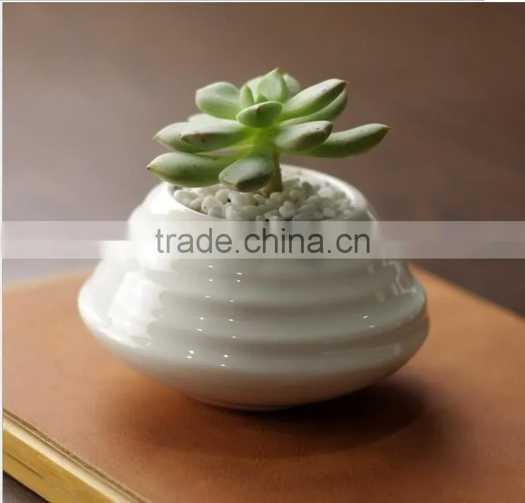 Attractive desktop decor mini white glazed ceramic planters