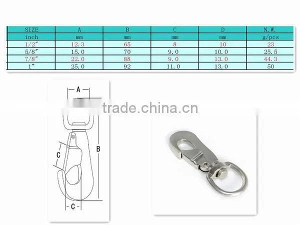 Stainless Steel Rigging Hardware Metal Snap Dog Hook