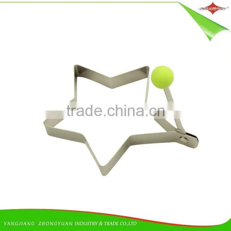 ZY-F1415 stainless steel egg ring pp ball handle star shape fried egg ring